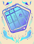 Futuristic Galactic Blue Grid Rug