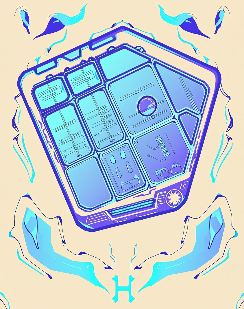 Futuristic Galactic Blue Grid Rug