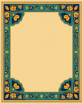 Vintage Yellow Blue Floral Border Rug