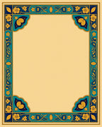 Vintage Yellow Blue Floral Border Rug