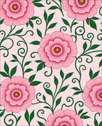 Pink Floral Vine Swirl Rug