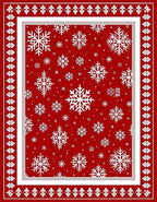 Festive Red Snowflakes Border Rug