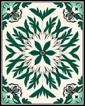 Emerald Green Floral Mandala Rug