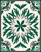 Emerald Green Floral Mandala Rug