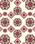 Crimson Green Starburst Diamond Medallions Rug