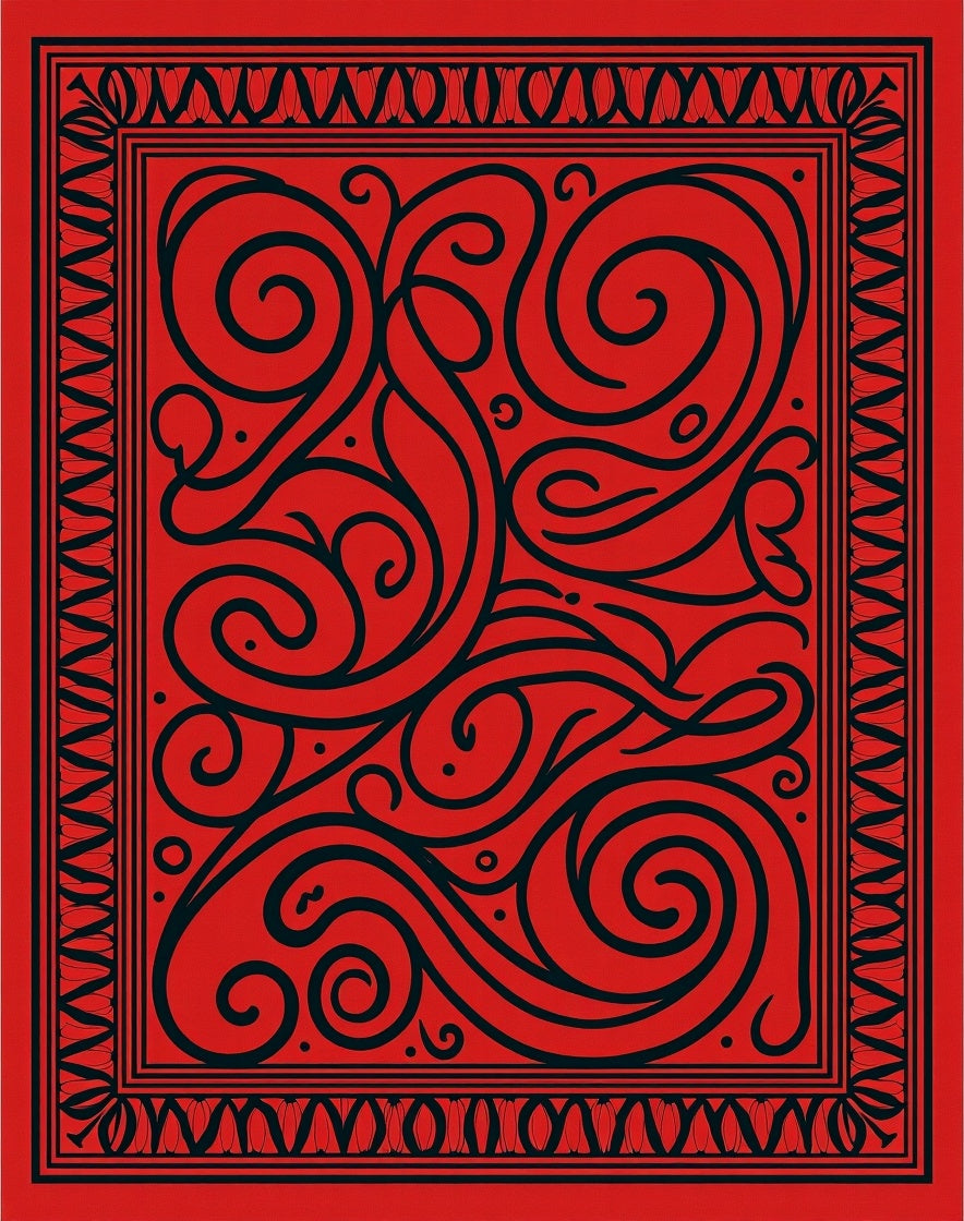 Bold Red Swirl Filigree Rug
