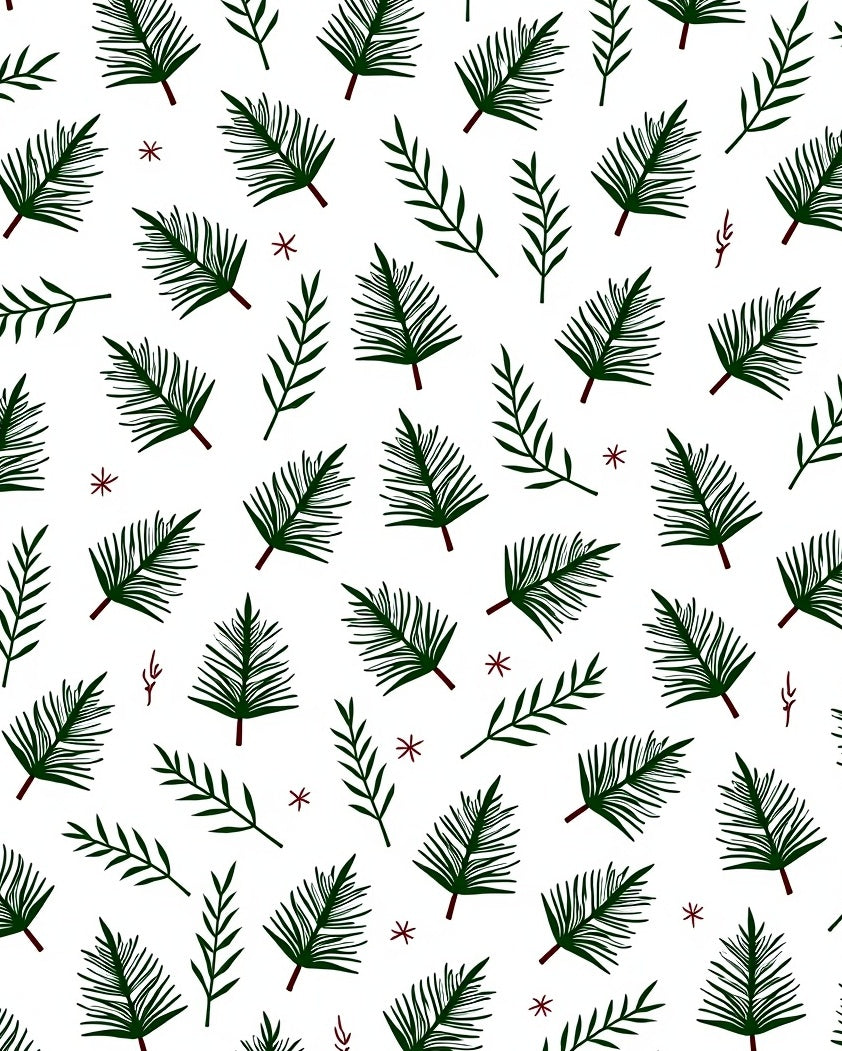 Deep Green Pine Sprigs Scattered Rug