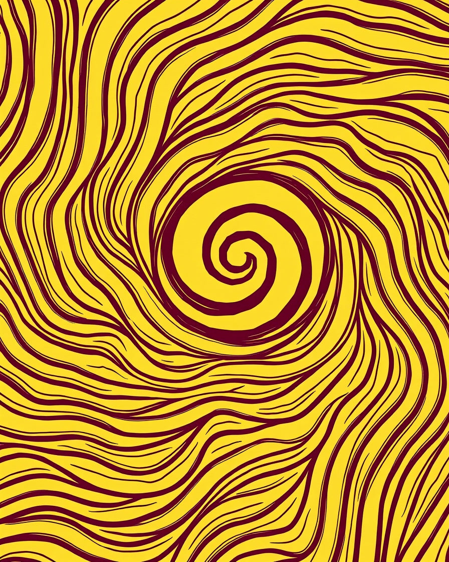 Crimson Swirl Sunny Yellow Abstract Rug