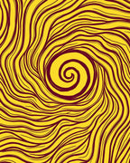 Crimson Swirl Sunny Yellow Abstract Rug