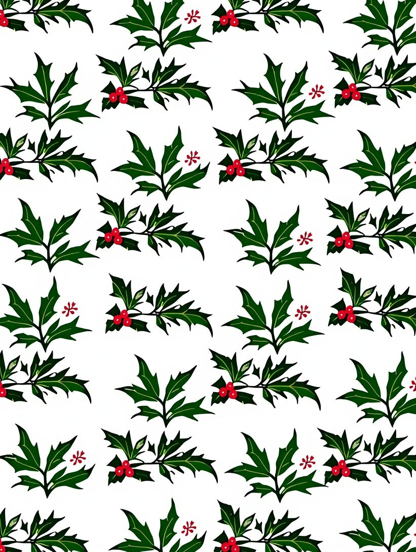 Festive Green Holly Berry Sprig Rug