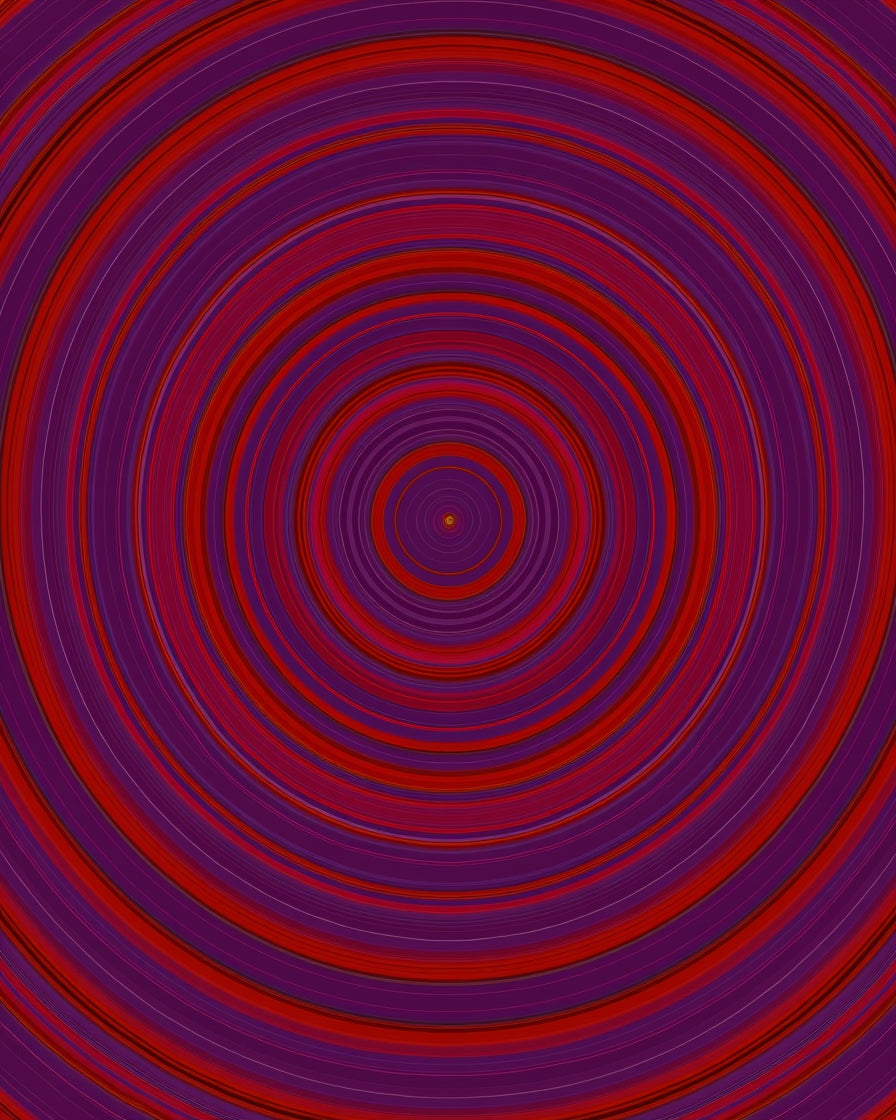 Crimson Red Concentric Circles Rug