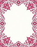Magnificent Fuchsia Floral Scrollwork Border Rug