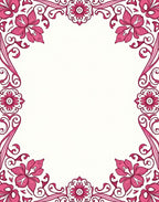 Magnificent Fuchsia Floral Scrollwork Border Rug