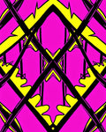 Bold Black Yellow Pink Intersecting Shapes Rug
