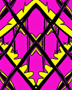Bold Black Yellow Pink Intersecting Shapes Rug