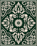 Forest Green Elaborate Floral Scroll Rug