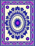 Vibrant Blue Floral Medallion Border Rug