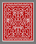 Bold Red Geometric Lattice Rug