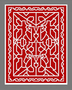 Bold Red Geometric Lattice Rug