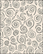 Ecru Black Swirling Filigree Scroll Rug