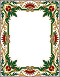 Crimson Green Floral Border Art Rug