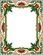 Crimson Green Floral Border Art Rug