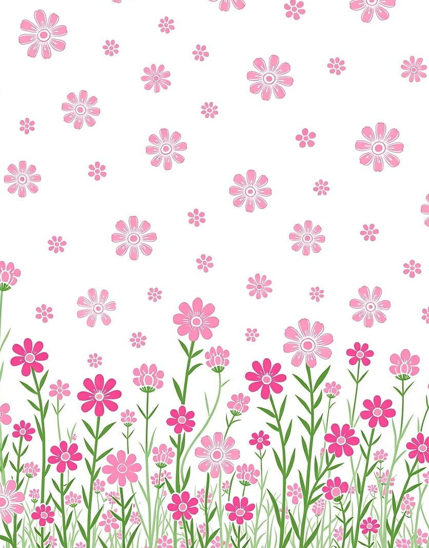 Pink Wildflower Meadow Floral Rug
