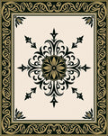 Elegant Black Gold Arabesque Flourish Rug