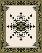 Elegant Black Gold Arabesque Flourish Rug