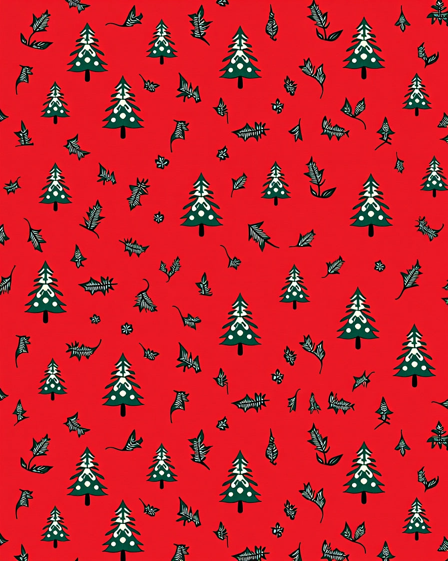 Christmas Tree and Holly Accents Red Rug