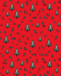 Christmas Tree and Holly Accents Red Rug