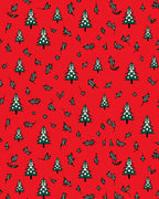 Christmas Tree and Holly Accents Red Rug