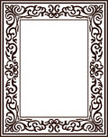 Dark Brown Ornate Scroll Border Rug