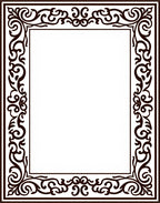 Dark Brown Ornate Scroll Border Rug