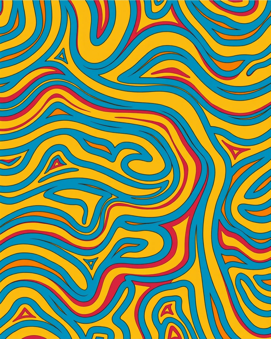 Retro Yellow Blue Swirl Harmony Rug