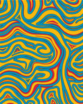 Retro Yellow Blue Swirl Harmony Rug