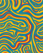 Retro Yellow Blue Swirl Harmony Rug