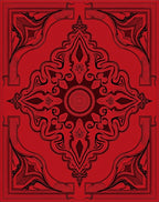 Vibrant Crimson Art Nouveau Medallion Rug