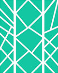 Bright Teal White Geometric Overlay Rug