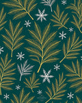 Emerald Green Gold Leaf Snowflakes Rug