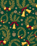Green Gold Christmas Wreath Bells Rug
