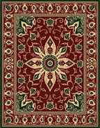 Crimson and Emerald Floral Medallion Rug
