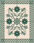 Deep Green Floral Medallion Border Rug