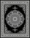Intricate Black White Floral Medallion Rug