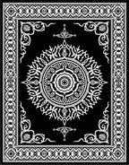 Intricate Black White Floral Medallion Rug