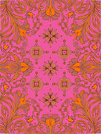 Vibrant Pink Orange Floral Swirl Rug