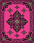 Vibrant Pink Black Medallion Frame Rug