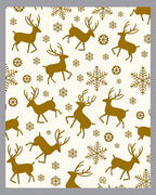 Golden Reindeer Snowflake Woodland Scene Rug