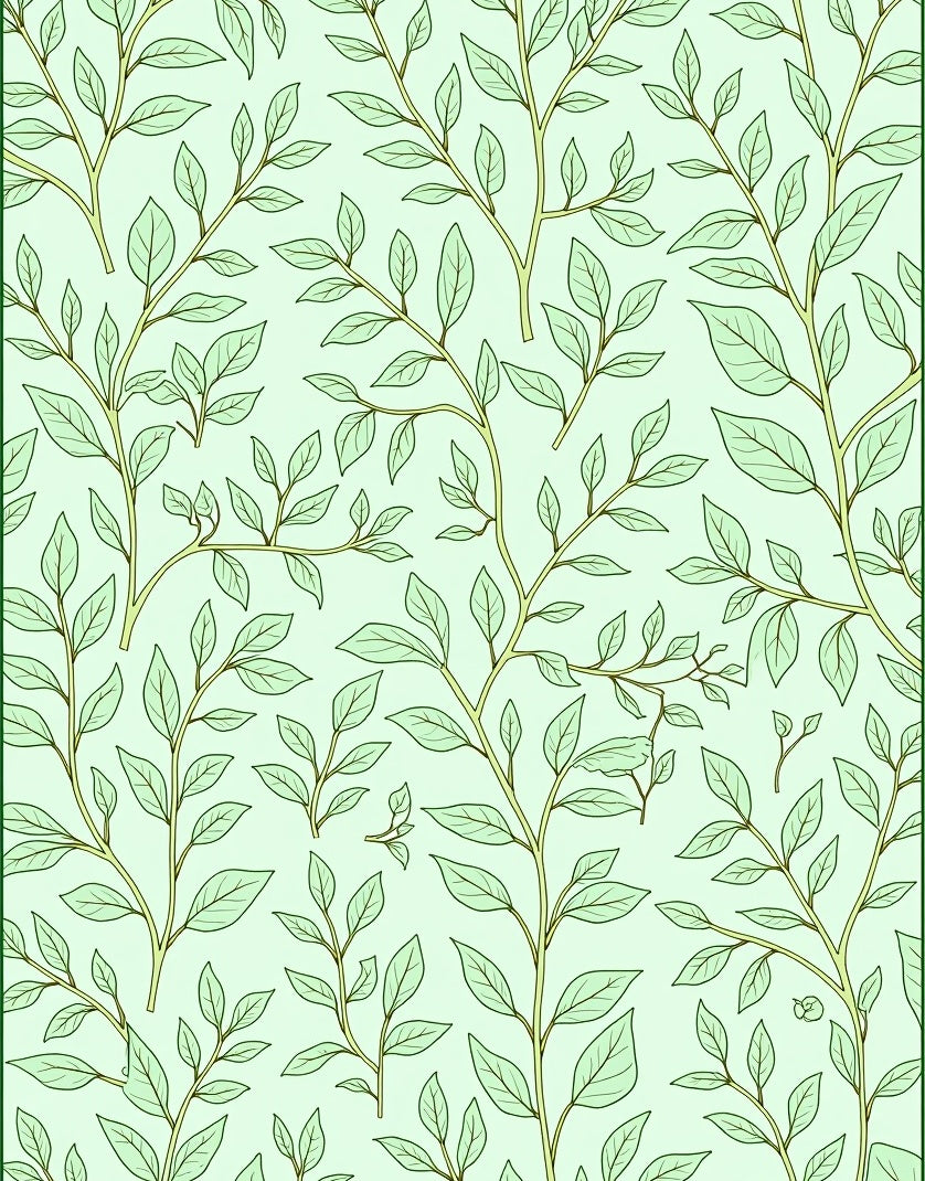 Soft Green Leafy Branch Arrangement Rug