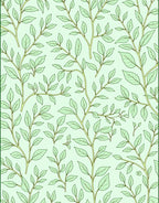 Soft Green Leafy Branch Arrangement Rug